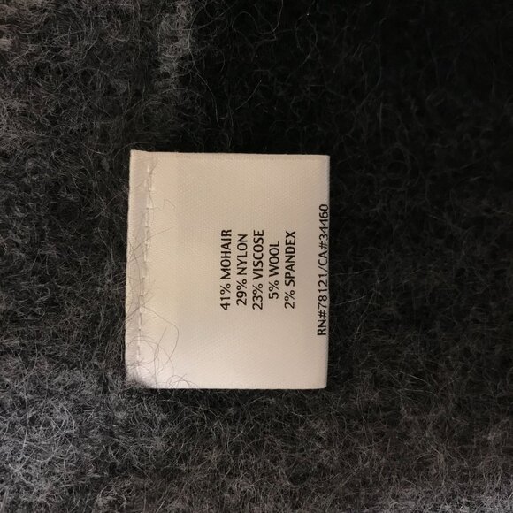 EILEEN FISHER - WOMEN'S LARGE - BLACK /GRAY OPEN FRONT MOHAIR BLEND CARDIGAN - Picture 9 of 9